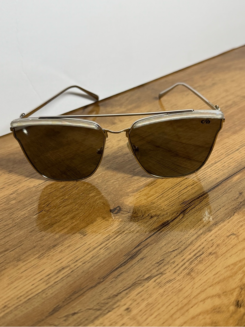 Chilli Beans Silver Mirrored Geometric Sunglasses Double Bridge Cat Eye OCMT2363